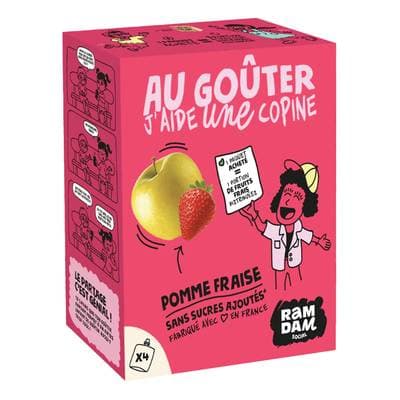 Ramdam social Gourdes purée de pomme fraise, 4 gourdes de 90g