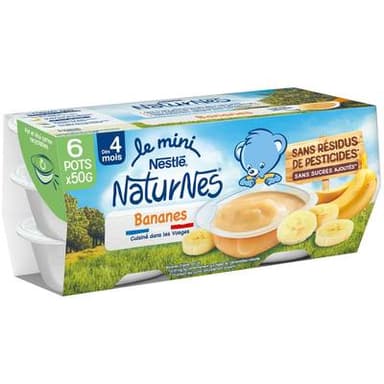 Nestlé - Naturnes Mini Banane Coupelles Bébé Dès 4 mois, 6x50g