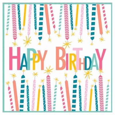 ACTUEL Serviettes décorés 33 x33cm Happy Birthday, 20 serviettes