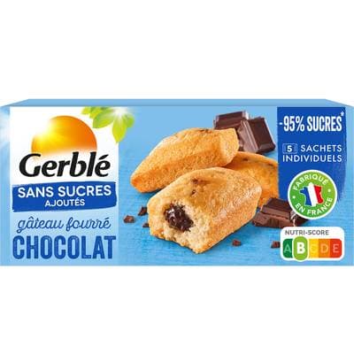 Gerblé Sans Sucres Ajoutés 5 Gateaux Fourrés au Chocolat Sans Sucres Ajoutés -95% de sucrs en moins, 150g