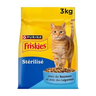 Purina - Friskies Croquettes au saumon et légumes pour chat adulte stérilisé, 3kg