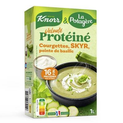 Knorr & La Potagère Velouté Protéiné Courgettes Skyr et Basilic Soupe liquide en brique familiale, 1L