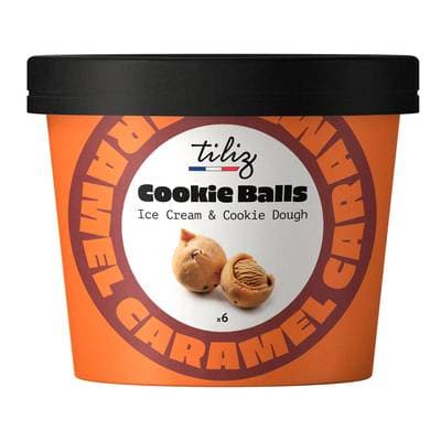 Tiliz Cookie balls - Glace caramel enrobée de pâte à cookie, 108g