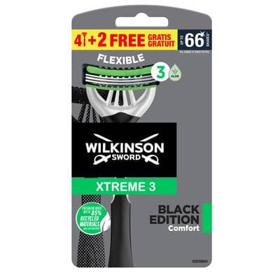 Wilkinson Rasoirs Jetables Xtreme 3 Black, 6 rasoirs