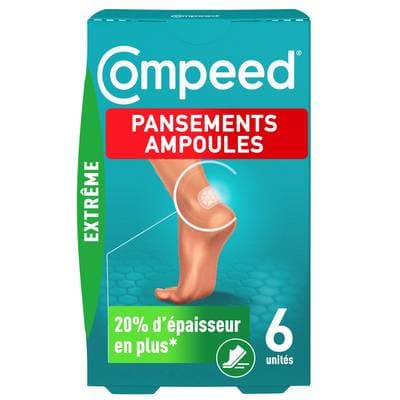 Compeed Pansements Ampoules Talon Activité Extrême Hydrocolloïde, 6 pansements