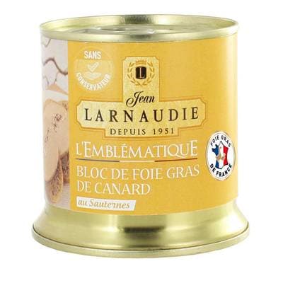 Larnaudie Bloc de Foie Gras de Canard au Sauternes- L'Emblématique en conserve 4/5 parts, 190g