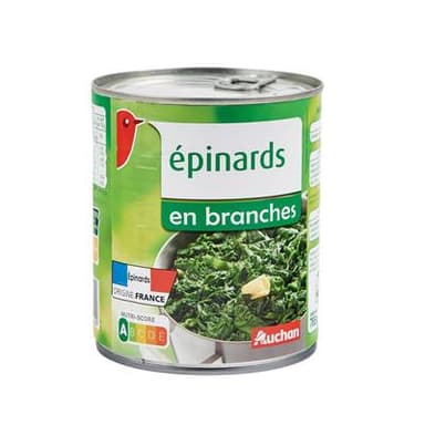 Auchan Epinards en branches, 530g