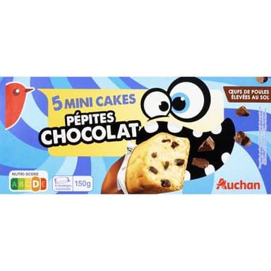 Auchan Mini cakes aux pépites de chocolat x5, 150g
