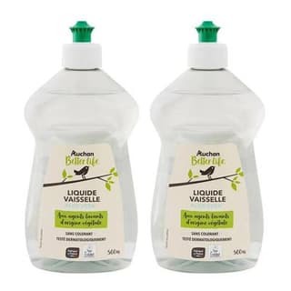 Auchan Better Life Liquide vaisselle nettoie et dégraisse à l'aloe vera, Lot de 2x500ml