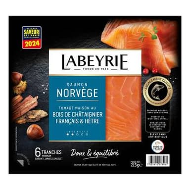 Labeyrie Saumon Fumé Le Savoureux de Norvège, 6 tranches - 215g