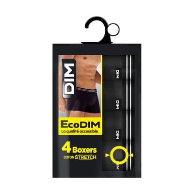 Dim Boxers Noirs Ecodim x4, Taille 6