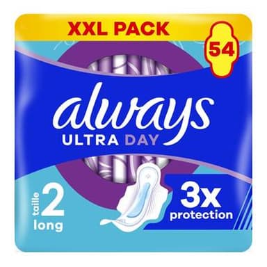 Always Serviette Hygiénique Ultra Day avec Ailette Taille 2, 54 serviettes