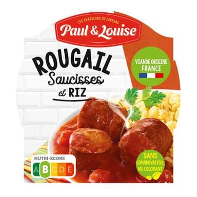 Paul & Louise Rougail Saucisses et son Riz, 300g