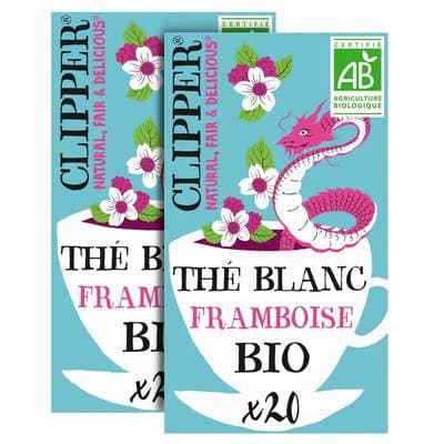 Clipper Thé Blanc à la Framboise Bio - 20 sachets, Lot de 2x34g