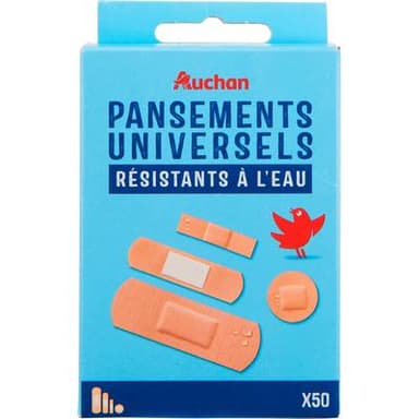 Auchan Pansements multi usages 4 tailles, 50 pansements