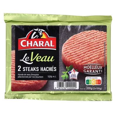 Charal Steaks Hachés de Veau 15%MG, 2x100g
