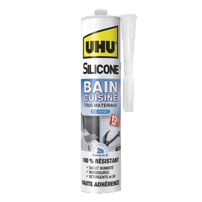 Uhu Mastic silicone salle de bain et cuisine blanc, 300ml