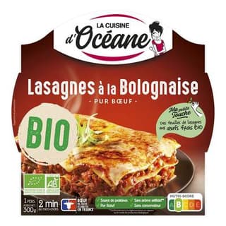 La Cuisine d'Océane Lasagne à la Bolognaise Pur Boeuf Bio, 300g