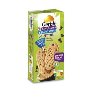 Gerblé Sans Gluten Sans Lactose 16 Biscuits Petit Déj Céréales et chocolat sans gluten et sans lactose, 200g