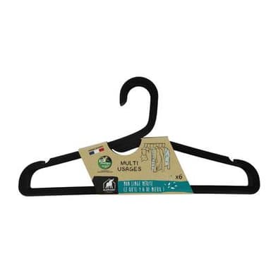 Elephant Cintre plastique multi-usages crochet fixe, 6 cintres