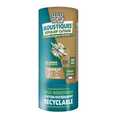 Aries Stick répulsif moustiques à l'eucalyptus citronné, 50g