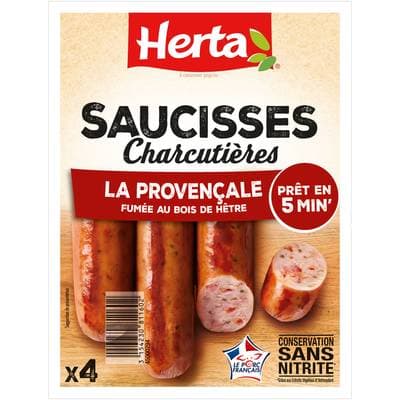 Herta Saucisses Charcutières La Provençale, 4 saucisses - 280g