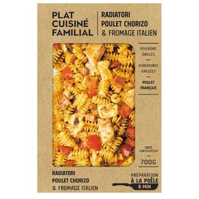 Mix Buffet Plat Cuisiné Familial Radiatori Chorizo Et Fromage Italien, 700g
