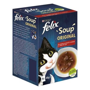 Purina - Félix Sachets Soupe Sélection de la Campagne pour Chat, 6x48g