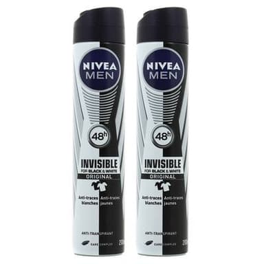 Nivea Men Déodorant spray invisible for black & white power, Lot de 2x200ml