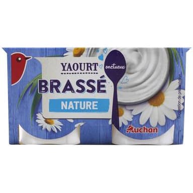 Auchan Yaourt brassé nature, 4x125g