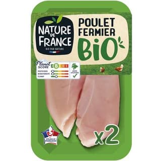 Nature De France Escalopes Fines de Poulet Fermier Bio, 2x100g