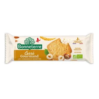 Bonneterre Carré gourmand lait d'amande et noisette bio, 140g