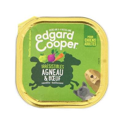 Edgard Cooper Barquette Agneau et Boeuf sans céréales pour chien adulte, 300g