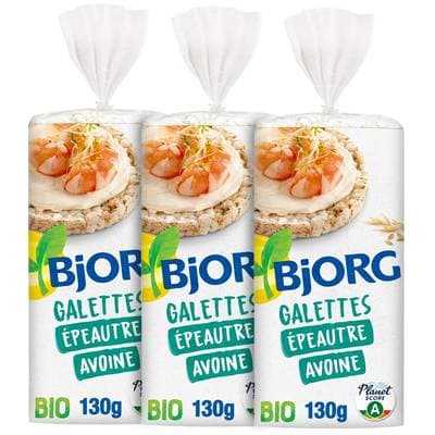 Bjorg Galettes Epeautre son d'avoine Bio, Lot de 3x130g