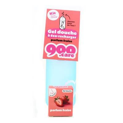 900Care Gel douche Kit Flacon Recharge Eco-recharger Parfum Fraise, 240ml