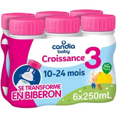 Candia Baby Lait de Croissance 3ème âge Liquide Bébé dès 10 mois, 6x25cl