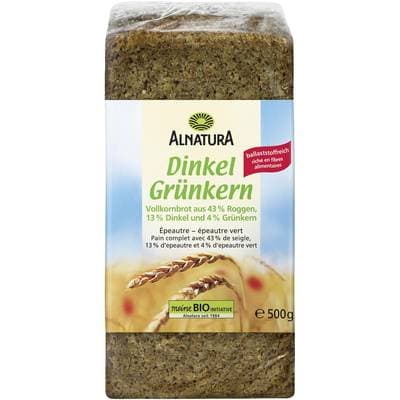 Alnatura Pain Complet de Seigle, Epeautre et Epeautre Vert Bio, 500g