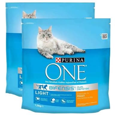 Purina - One Croquettes Poulet Allégées pour chat adulte, Lot de 2x1,5kg