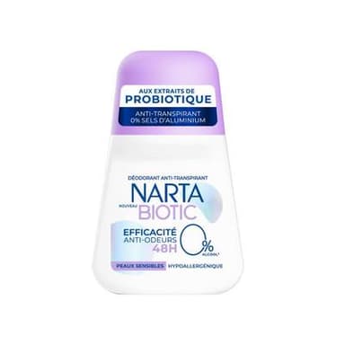 Narta Déodorant bille Biotic peaux sensibles, 50ml