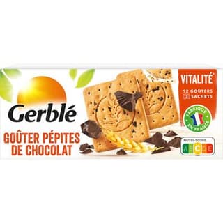 Gerblé Vitalité 12 Goûters pépites de chocolat -32% de sucres en moins, 250g