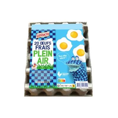 Lustucru Oeufs de poules élevées en plein air, 20  oeufs