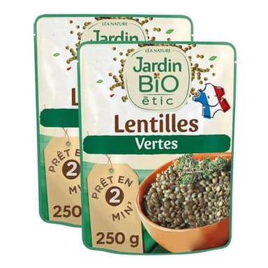 Jardin Bio Etic Lentilles Vertes Bio, Lot de 2x250g