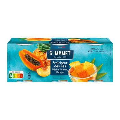 St Mamet Pêche Ananas Papaye, 3x212g