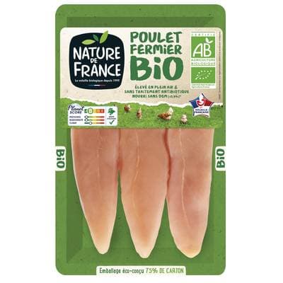 Nature De France 3 Aiguillettes de Poulet Fermier BIO, 250g