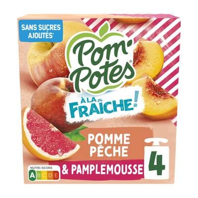Pom Potes Gourdes compotes pomme pêche et pamplemousse, 4x90g
