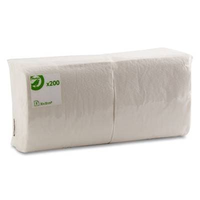 Pouce Serviettes en papier Blanches 30 x 30 cm, 200 serviettes
