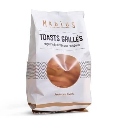Marius, L'Épicerie Inspirée - Toasts Grillés- Baguette tranchée aux 7 Céréales