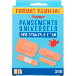 Auchan Pansements multi-tailles, 100 pansements