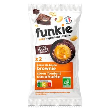 Funkie Coeur de Boule Brownie Coeur fondant Beurre de Cacahuètes Bio, 36g
