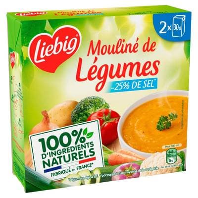 Liebig Mouliné de Légumes -25% de sel en moins, 2x30cl